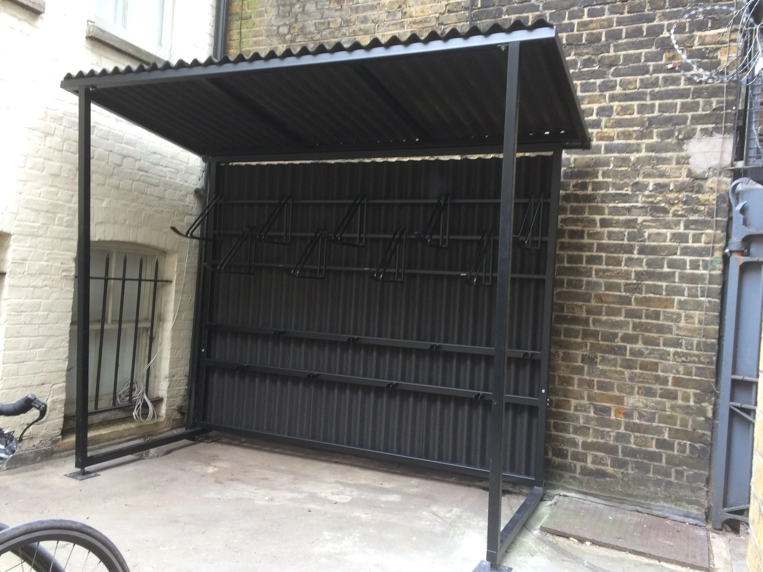  bespoke vertical hanging bicycle rack storing up to 10 bicycles 