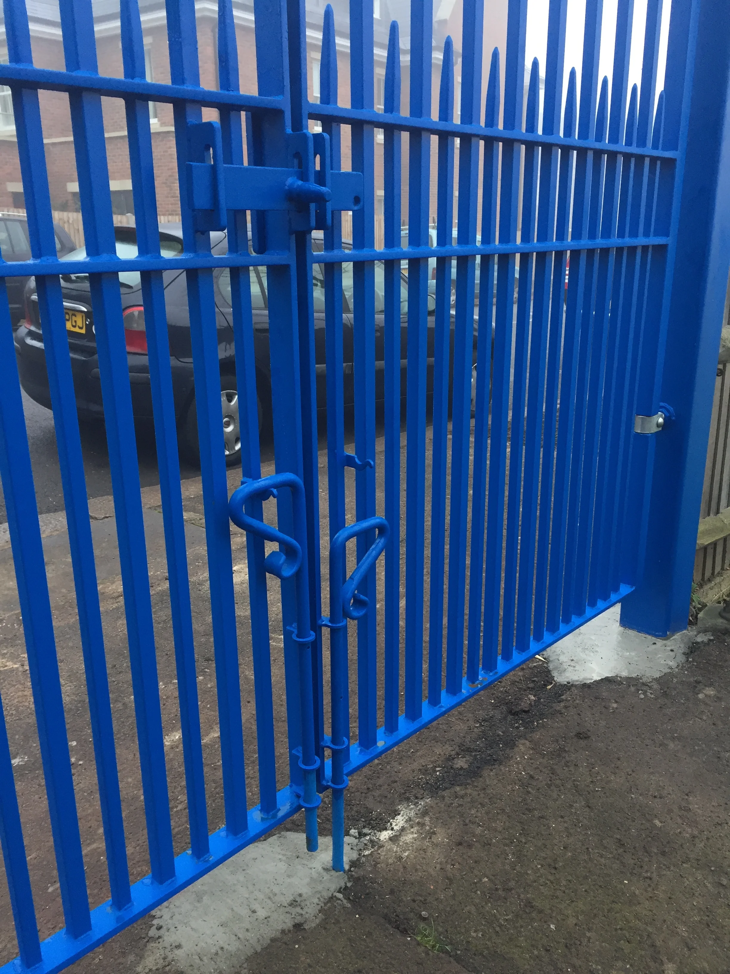  Close up on the detailing on these bespoke gates for the Bank Of England sports ground 