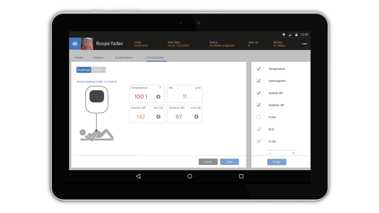 Recording vital stats of the expecting mother