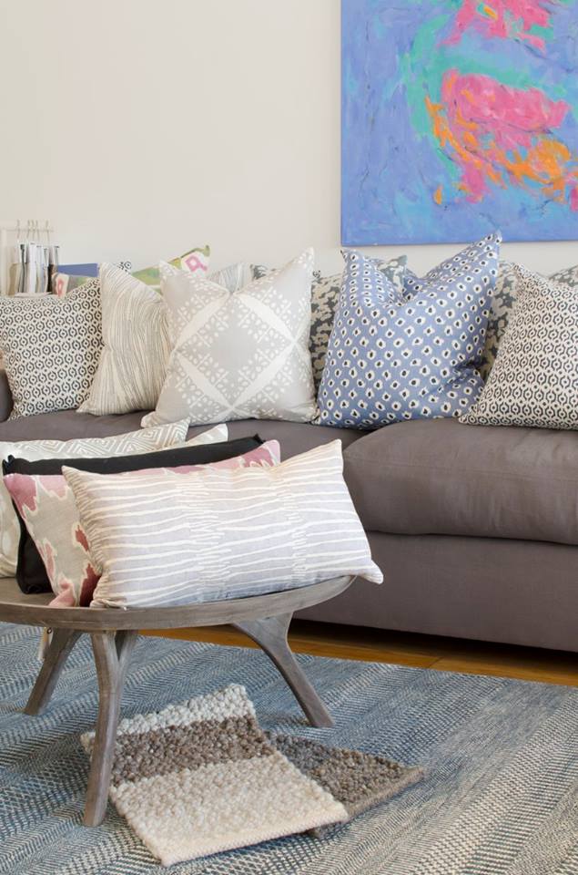 Our custom pillows are filled in NH with 95% feather and 5% down and come in 22" square, 20" square and 12"X22". 