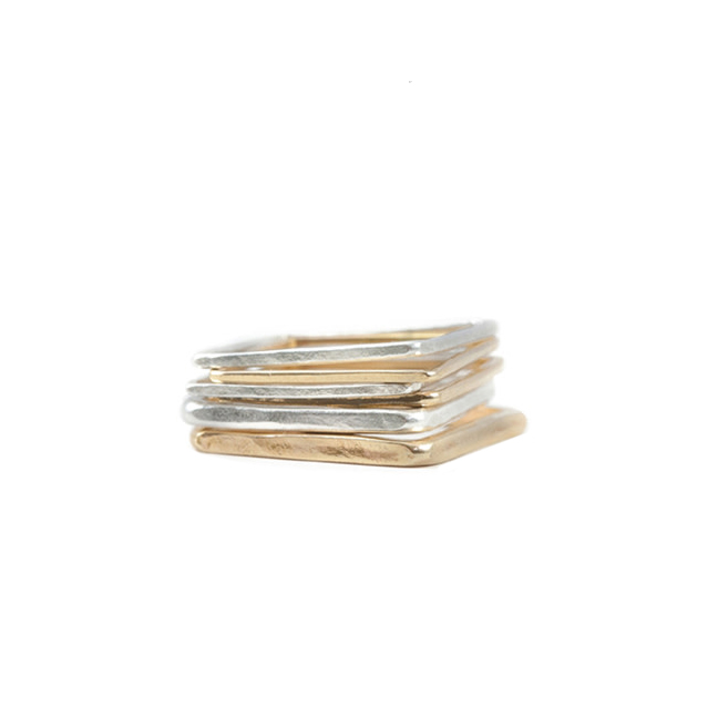 Mixed Metal Textured & Plain Ring 6-Pack