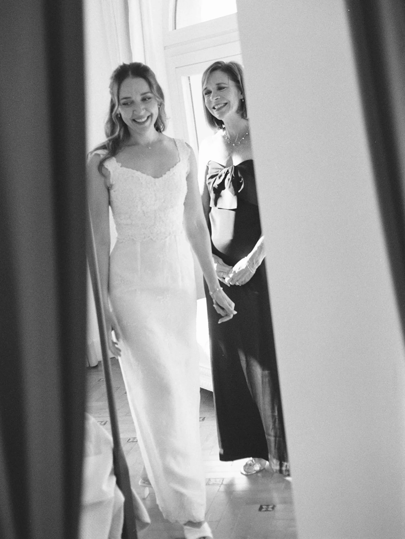 Gabby wore her mother&rsquo;s wedding dress. Here they are together before heading to the ceremony.