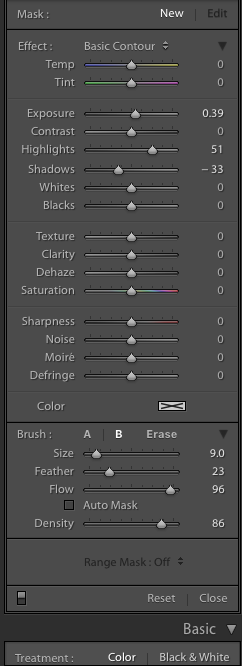 adjust your sliders to desired results… here i want a basic contour to recover detail in the hair.