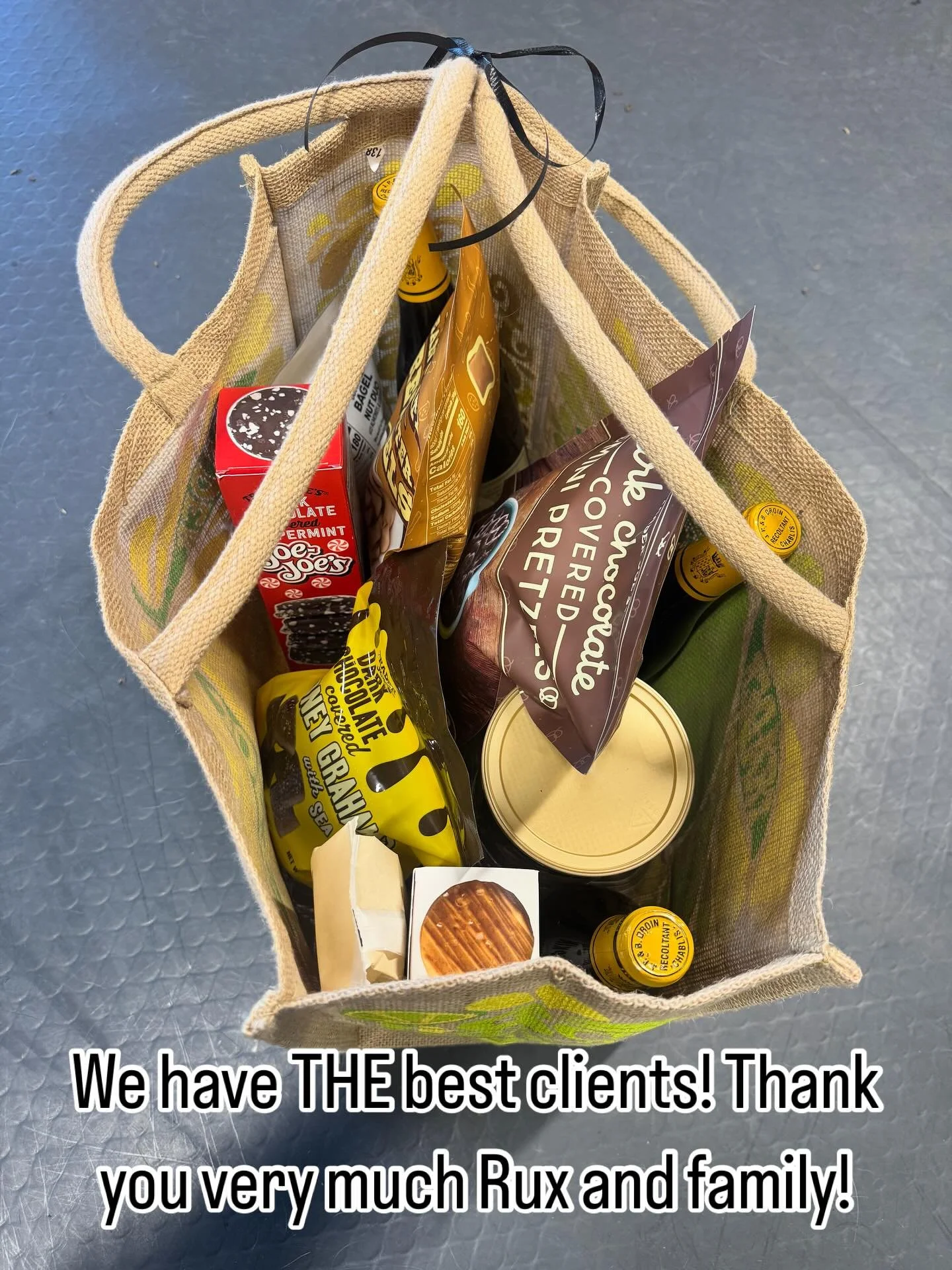 We have THE best clients! Thank you Rux and family for the wonderful bag of yummy treats for our hard working team!