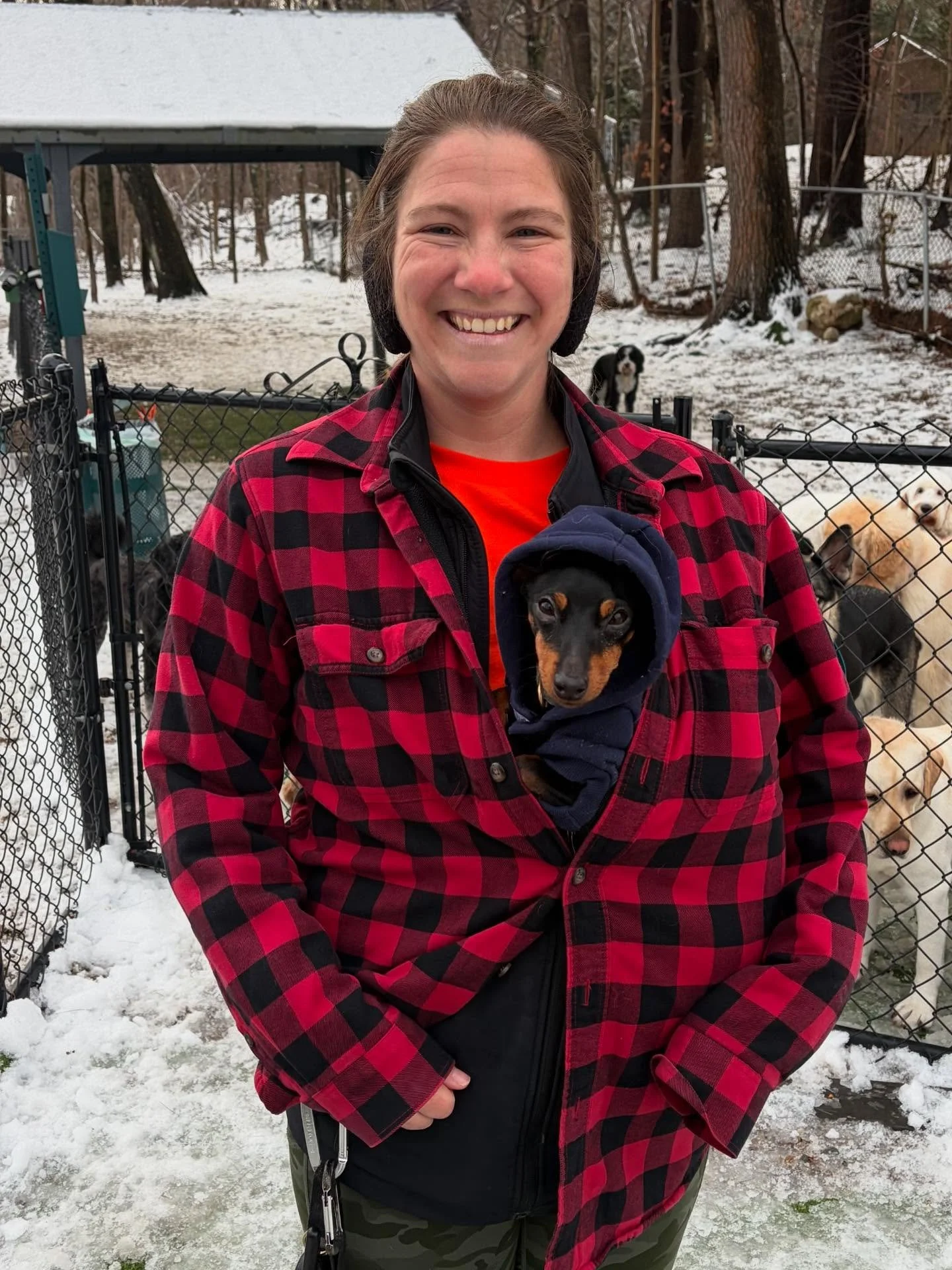 Maisy is my snow buddy! She knows how to stay warm in the winter!