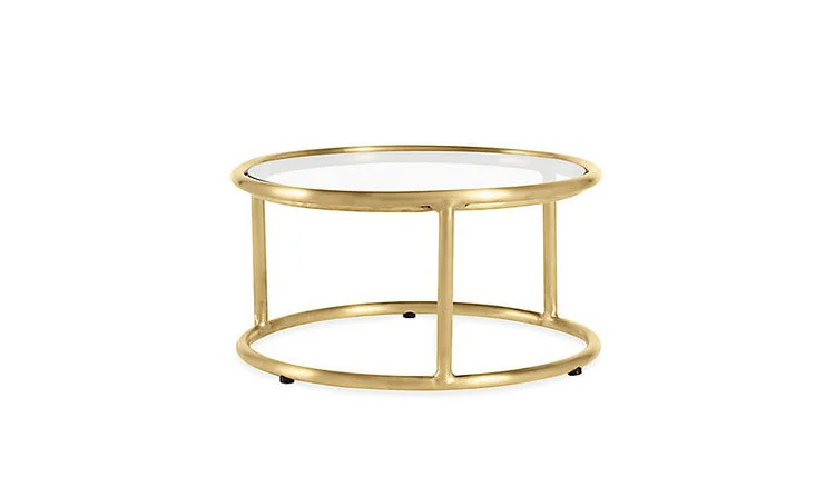 Walter Lamb Side Table with unfinished brass (at DWR). Start out glam then enjoy the patina of time.
