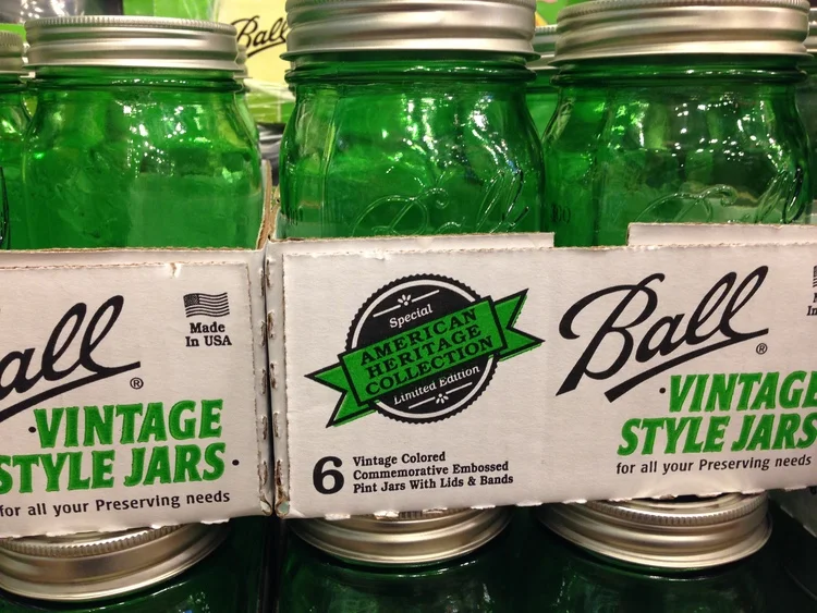 Vibrant Green Ball Jars at Fishs Eddy on Broadway.