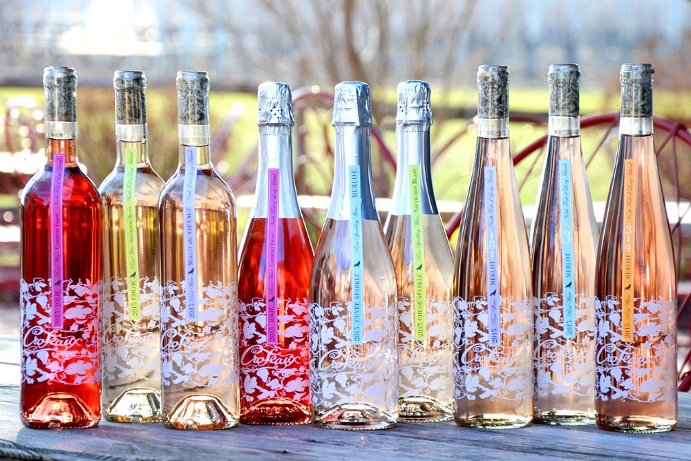 Wines from Croteaux , a rose only vineyard in Southold, NY
