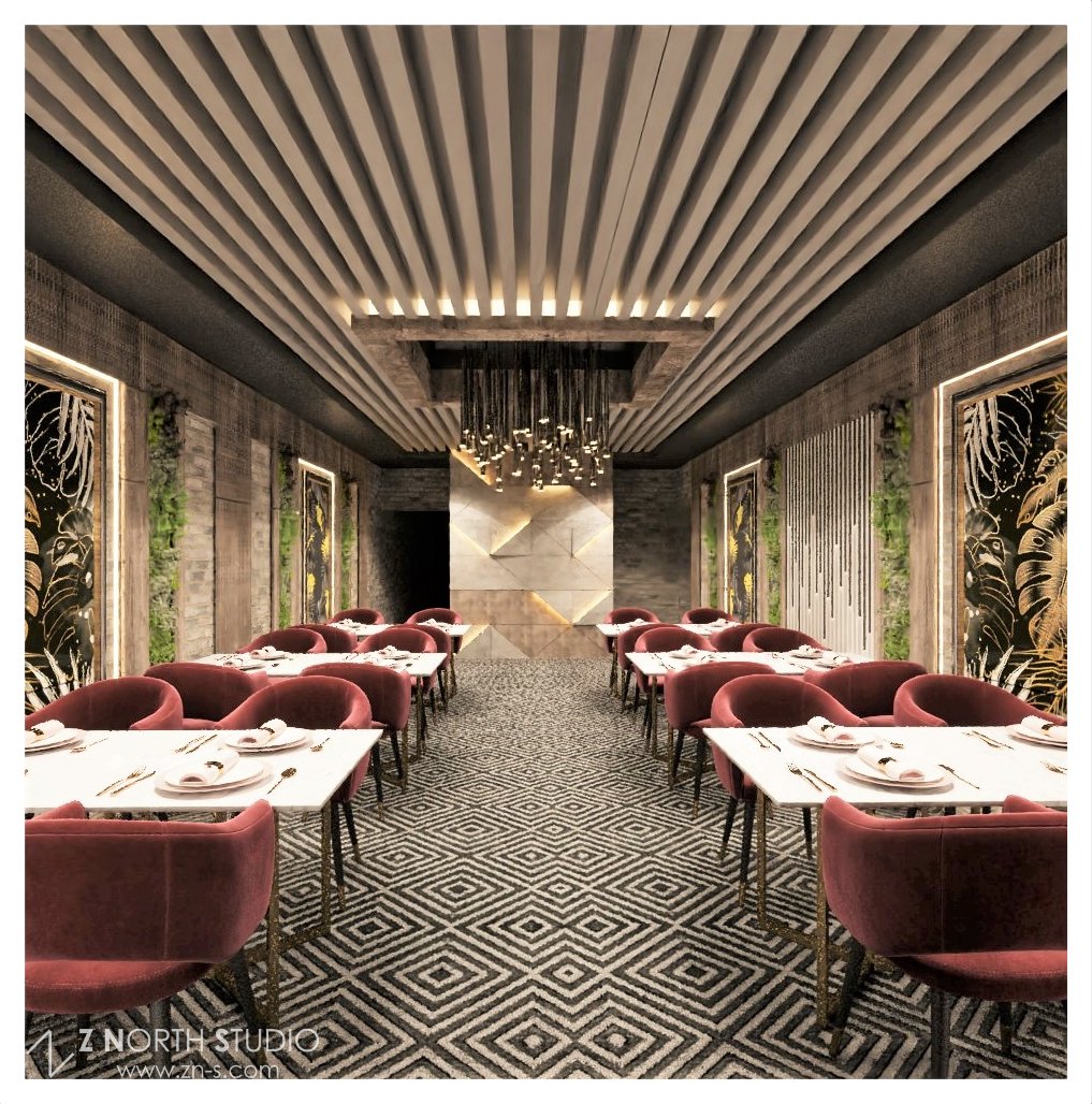 C_ Flavio Restaurant Design - Z North Studio - private dining gold.jpg