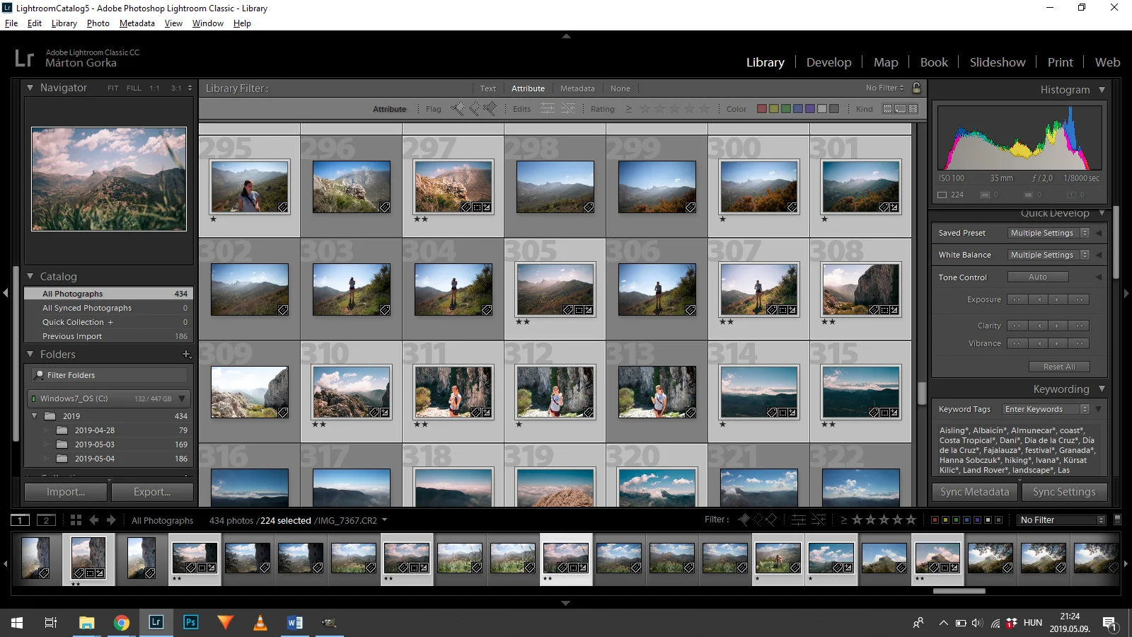 Here you can see the rough ratio of 0, 1 and 2-star photos once I’m done with editing