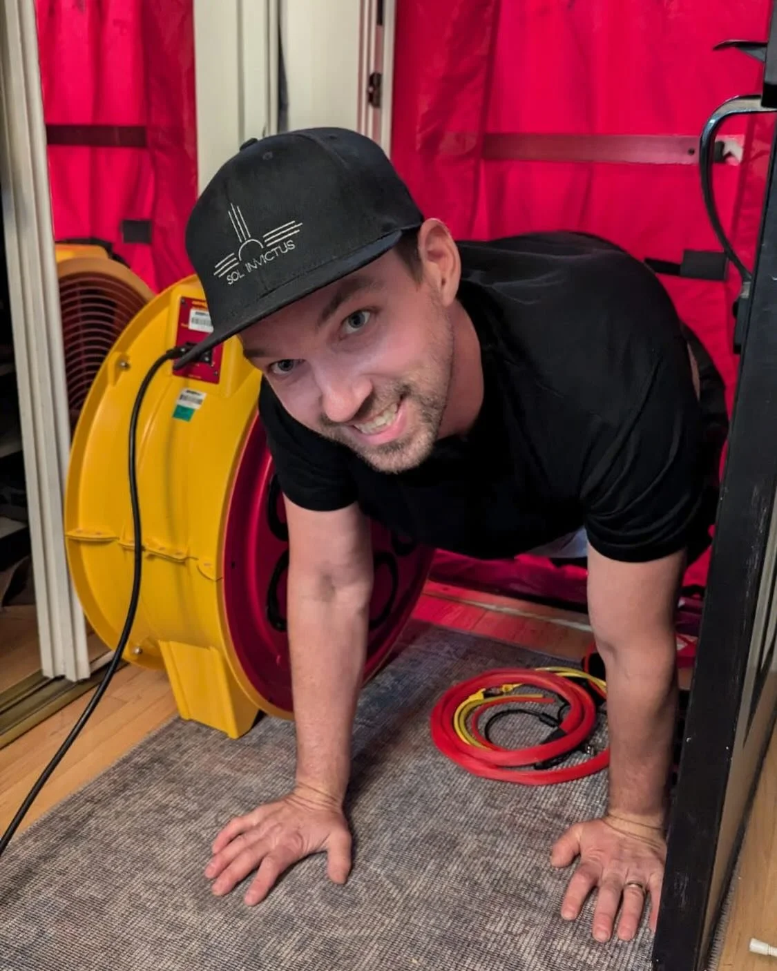 Some might say the crawl of shame but we say it&rsquo;s the crawl of fame! 

Looks like Jesse&rsquo;s having fun at @ber_ltd Airtightness &amp; duct testing training in Calgary this week! 

#BuildingEfficiency #EnergyEfficientHomes #AirtightnessTesti