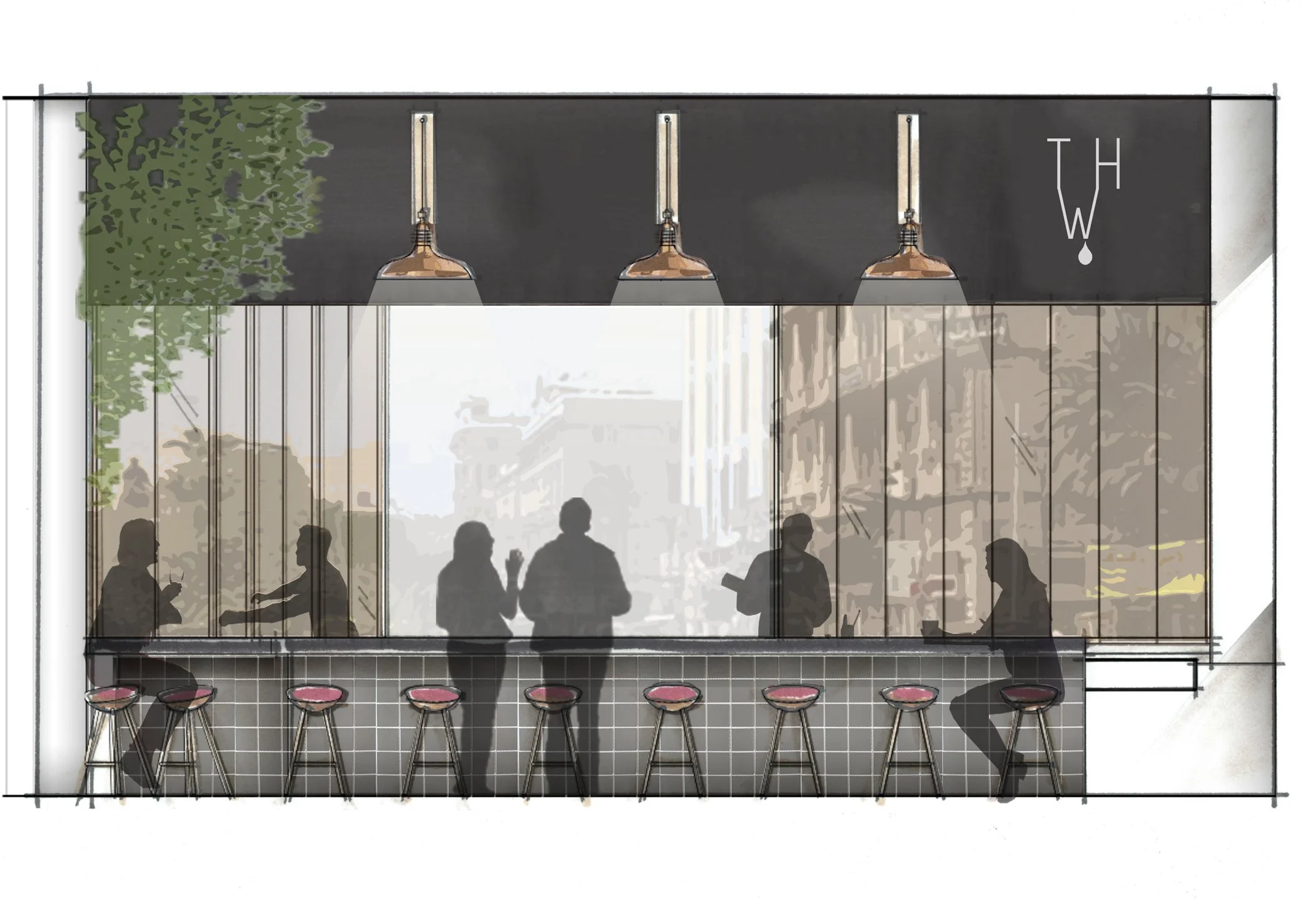  Indoor/outdoor hotel bar. 