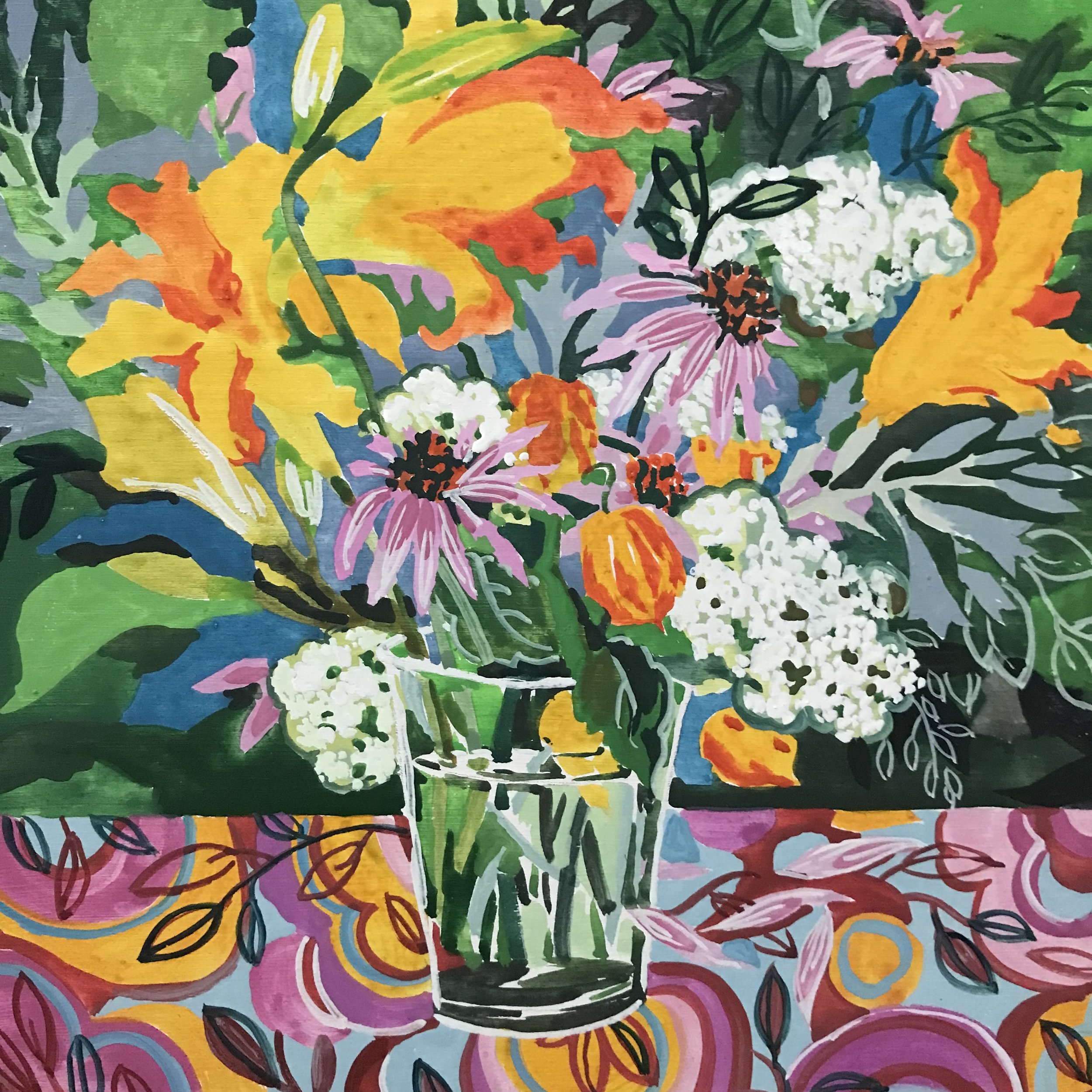 Day Lilies, Echinacea and Queen Anne's lace.