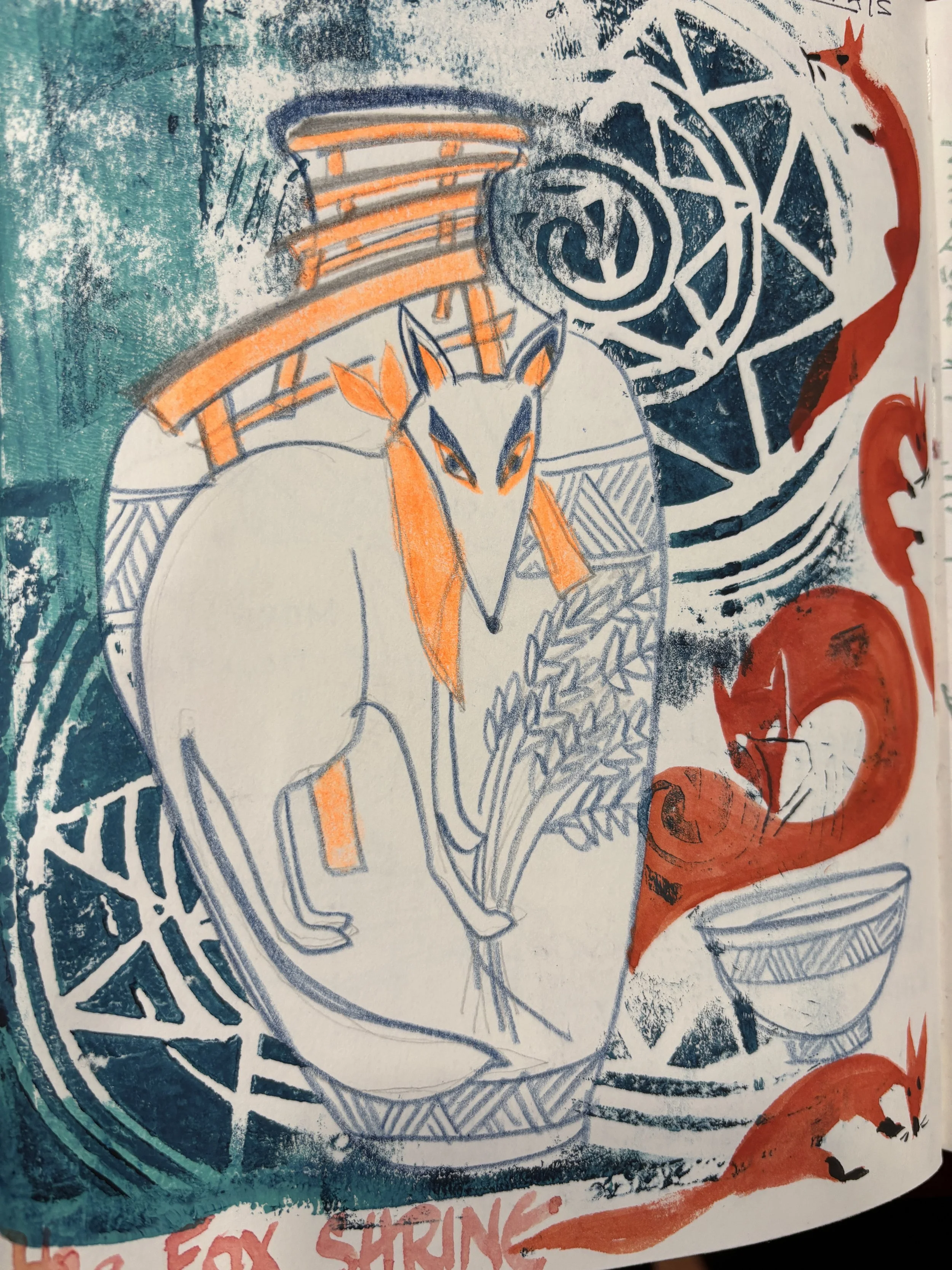 Sketchbook page after visiting The Fushimi Inari Shrine.