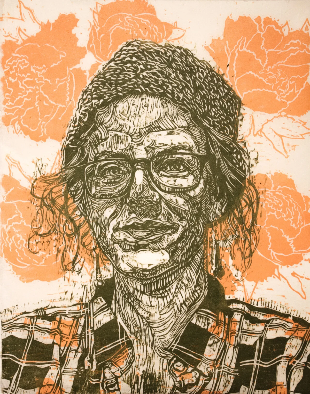   Sarah   Woodcut relief print  9”x12”  2016   