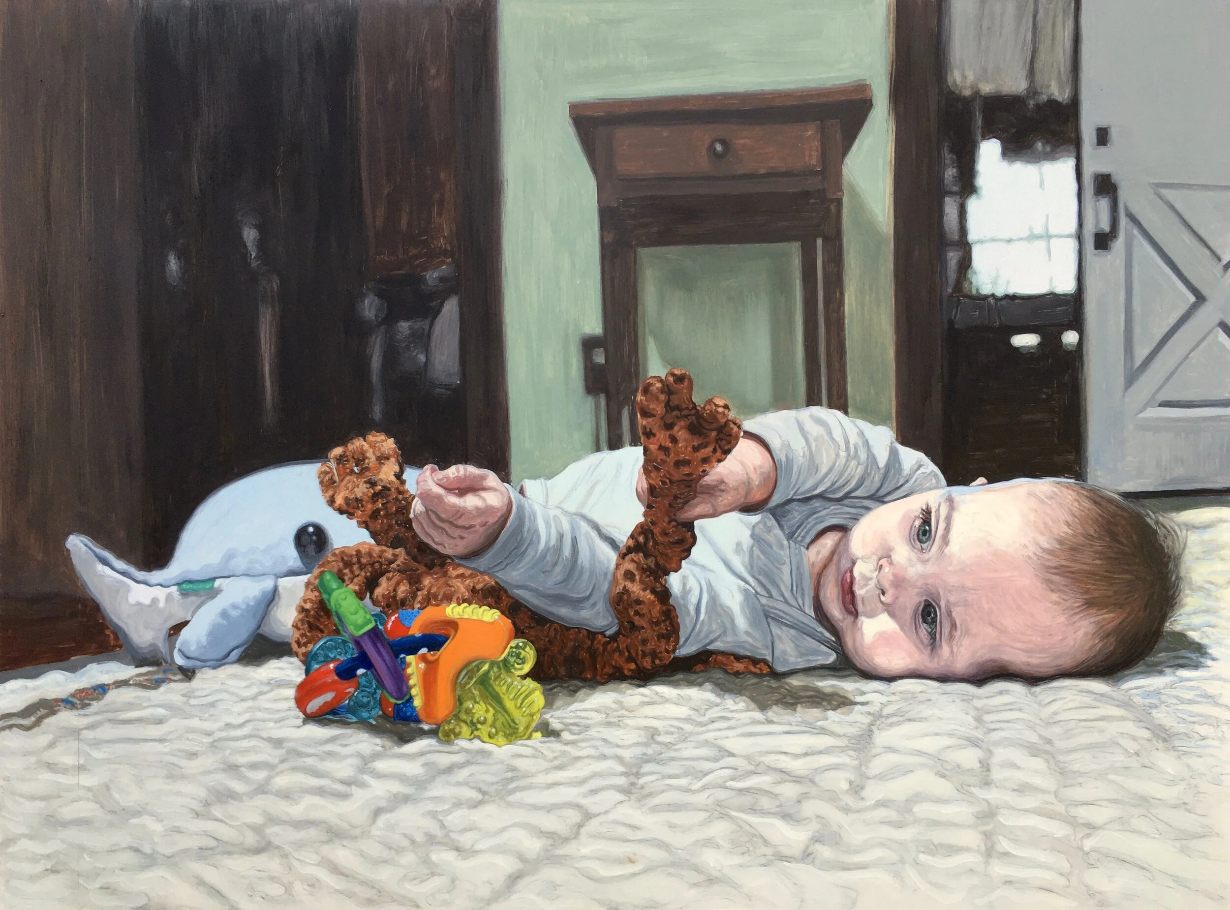   In luminis oras (into the shores of light)   Oil on duralar  20”x27”  2020 