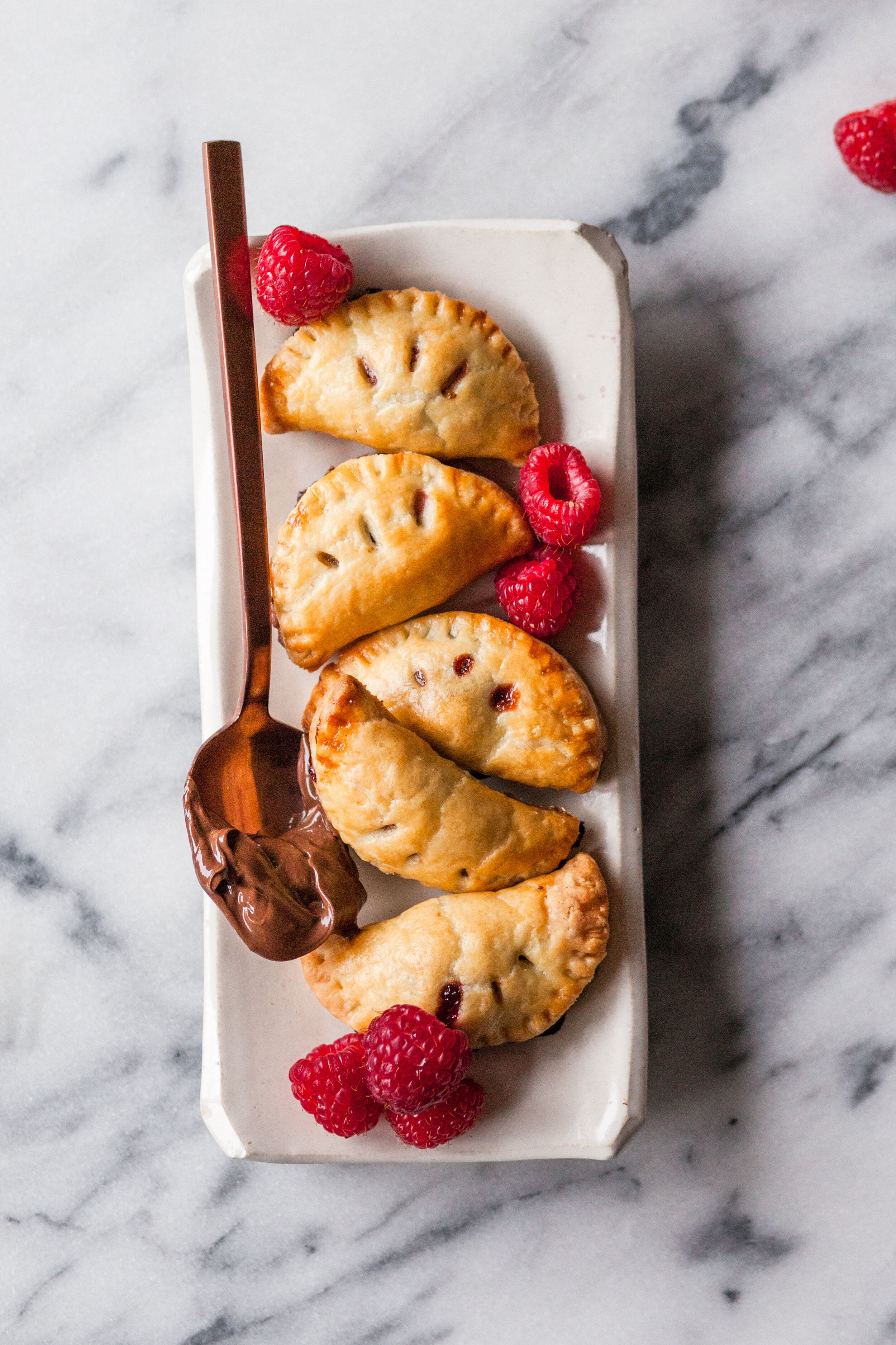 mini nutella &amp; raspberry hand pies.