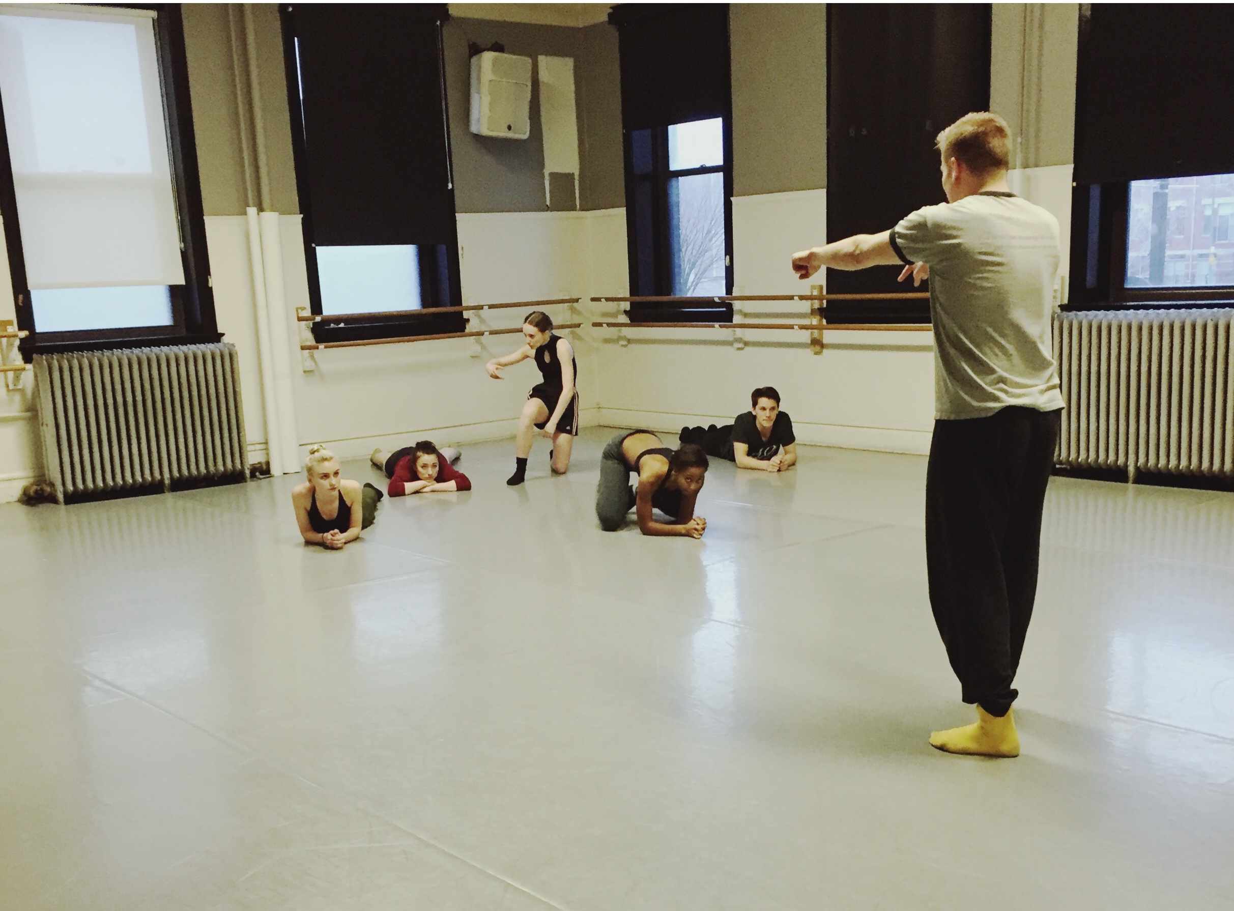 Garth Johnson with Dance students.