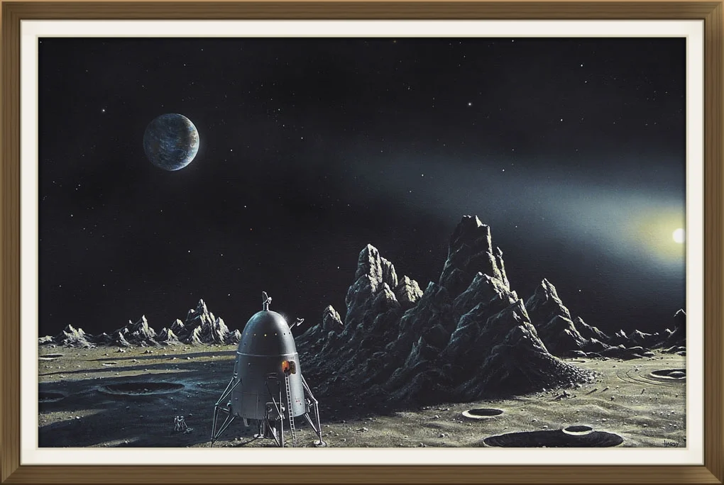 "BIS Retro Rocket", by David A Hardy, Print limited edition, Space art.