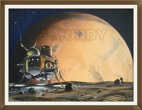 "Phobos Explorers", by Gavin Mundy, original art work, Space art.