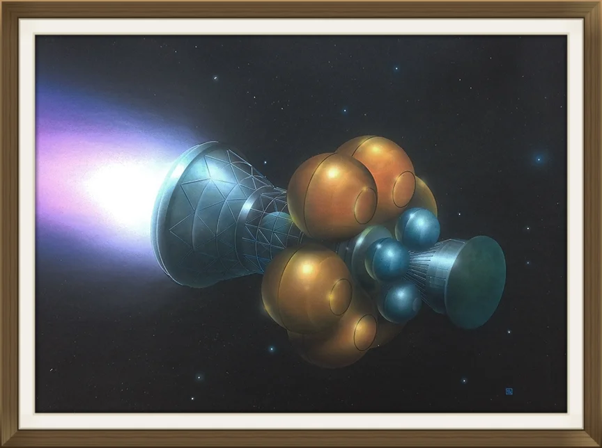 "Project Daedalus", by Rick Sternbach, original art work, Space art/engineering.Painted for Carl Sagan and 'Cosmos' TV series.
