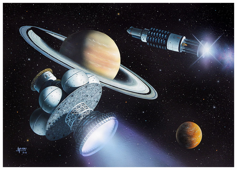 "The Dance of Angels", David A Hardy, based on the short SF story by Kelvin F.Long