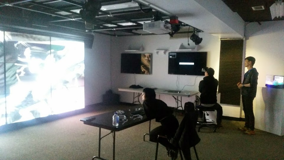 A 3D stereoscopic wall that we installed and are responsible for designing its 3D interactive content