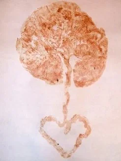A placenta print that shows that is shaped like the tree of life.