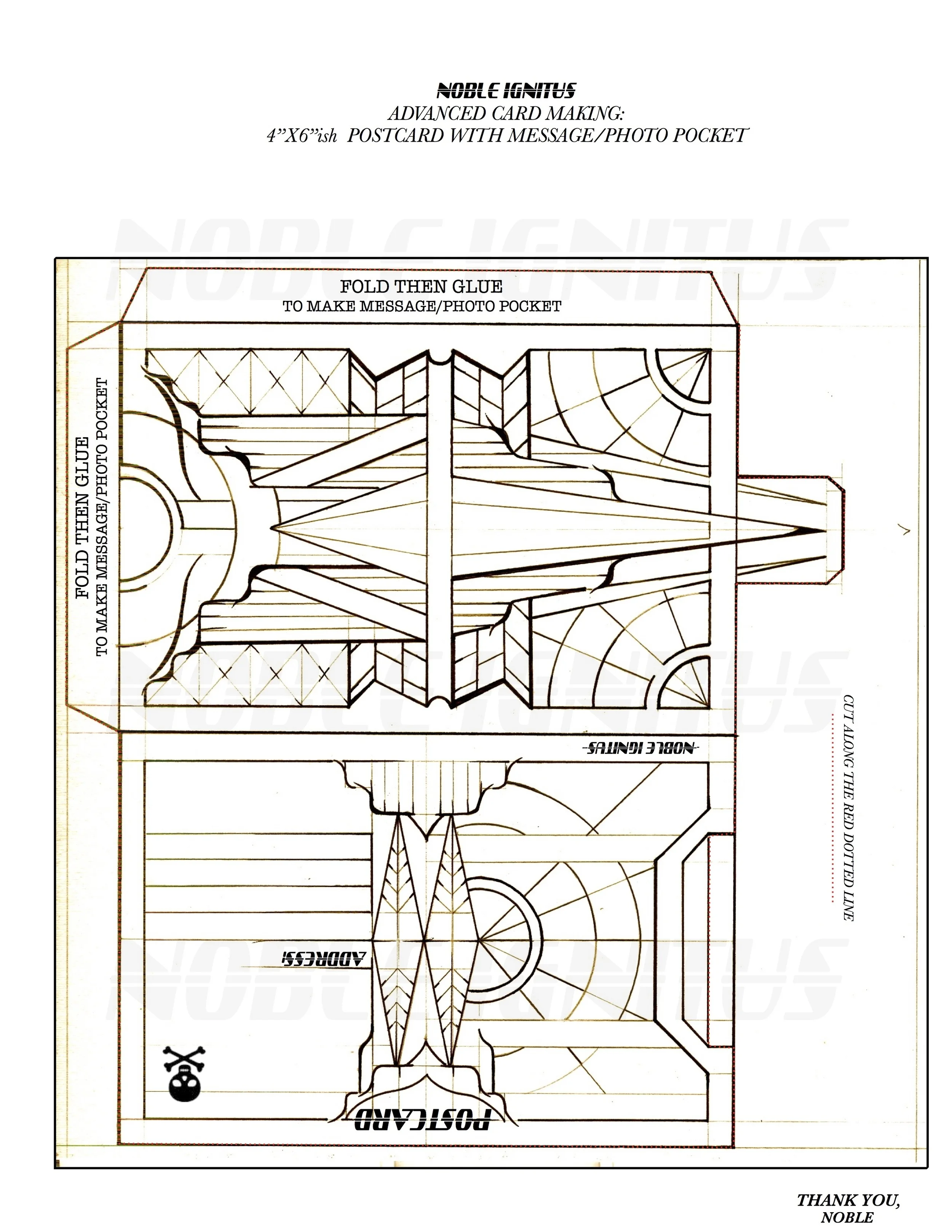 DIAMOND THEMED 4"x6"ish ADULT COLORING POSTCARD WITH MESSAGE/PHOTO POCKET