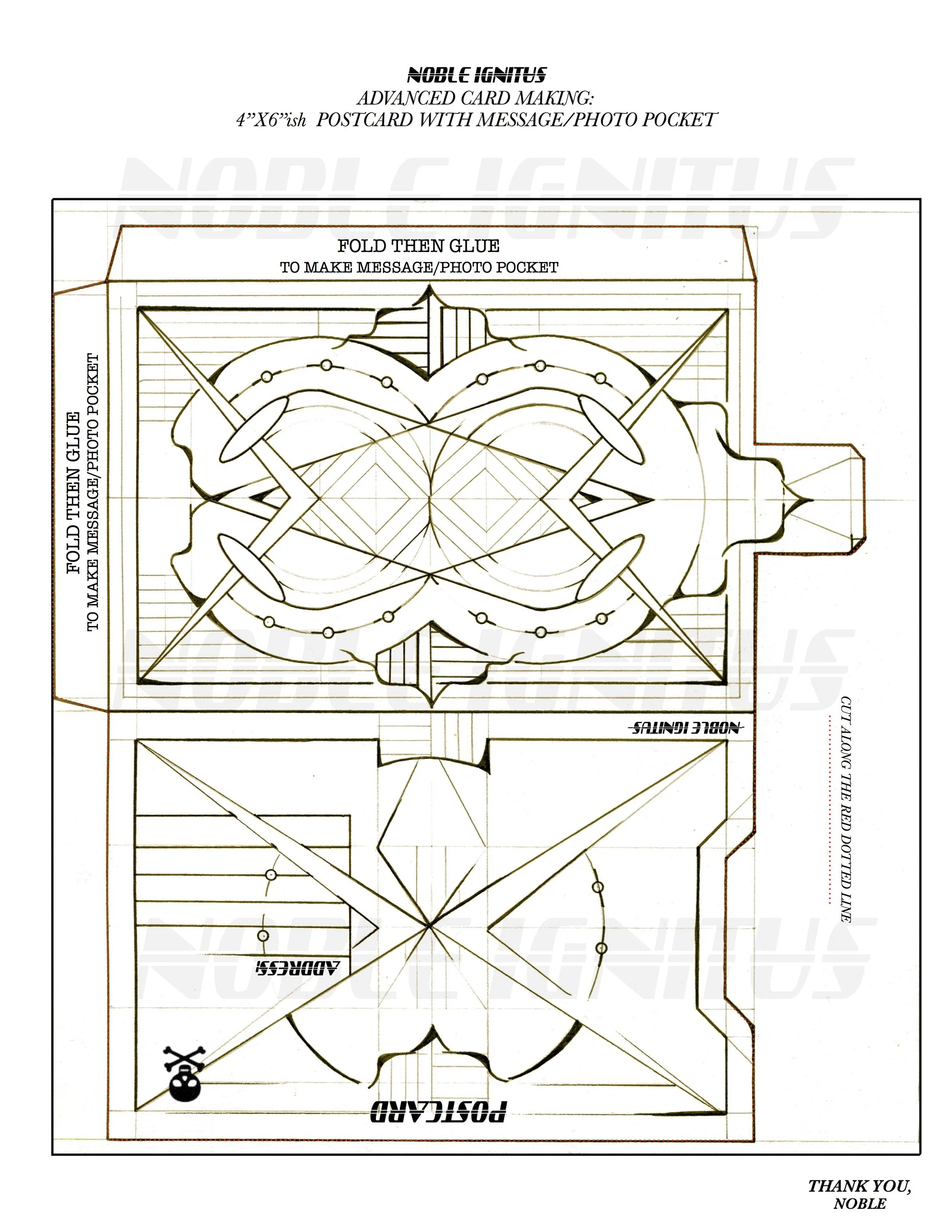RIVET THEMED 4"X6"ish ADULT COLORING POSTCARD WITH MESSAGE/PHOTO POCKET