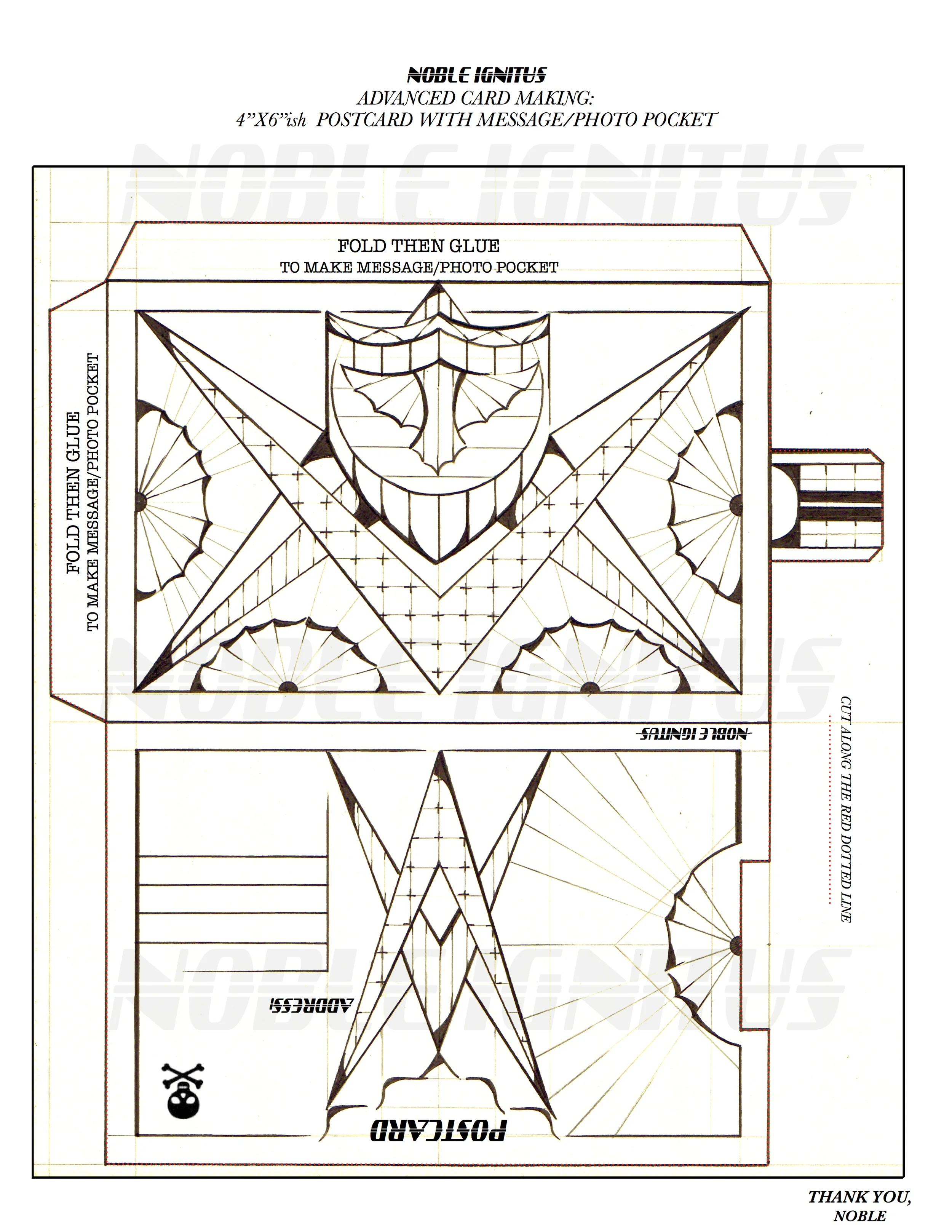 SHIELD THEMED 4"x6"ish ADULT COLORING POSTCARD WITH MESSAGE/PHOTO POCKET