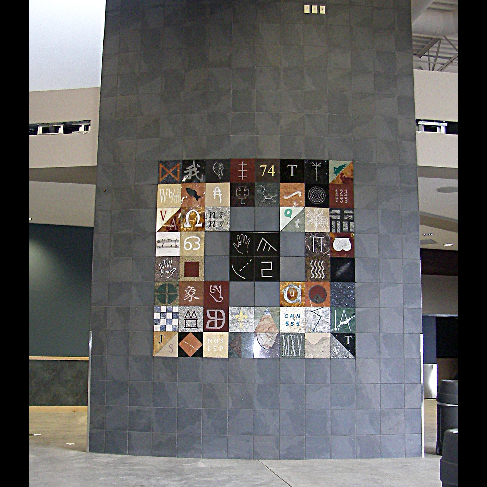  "Encryption Wall", 2010 marble, granite slate, LED  Thunder Mt. High Juneau 