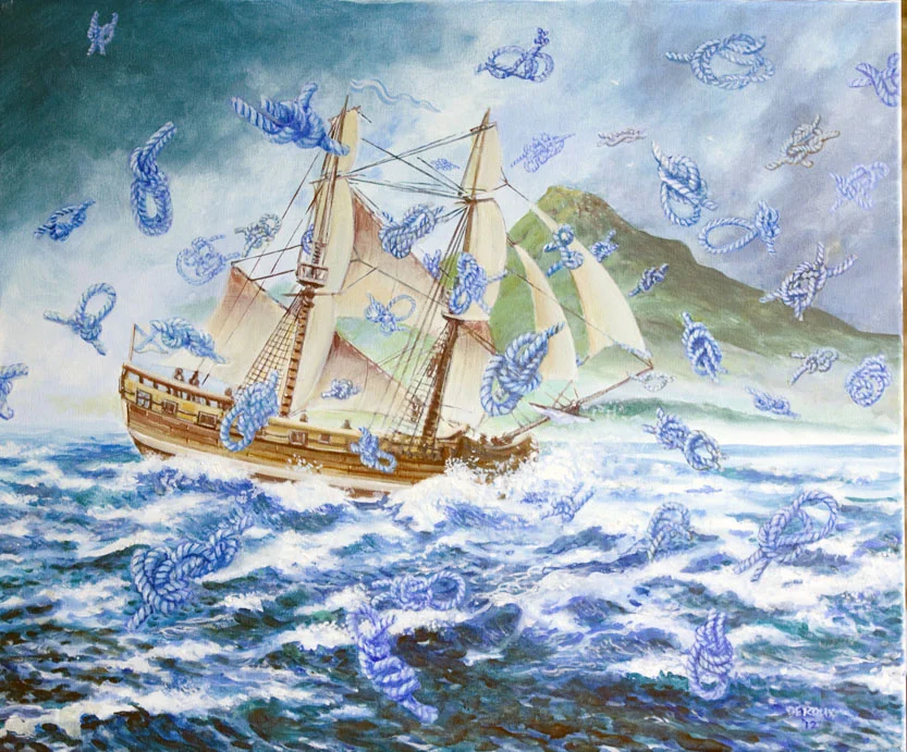 "Chirikov, 50 Knot Wind, Adak" 12"x18" oil