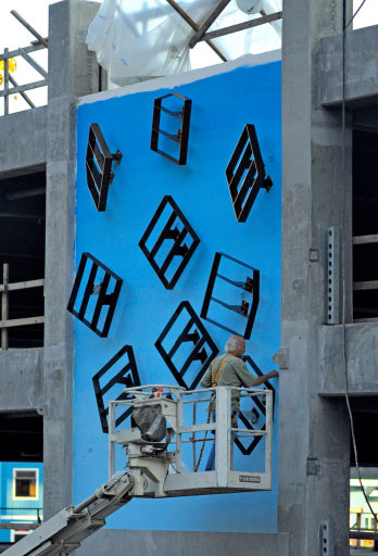 Installing the framework for "Precipitation" Juneau Parking GArage