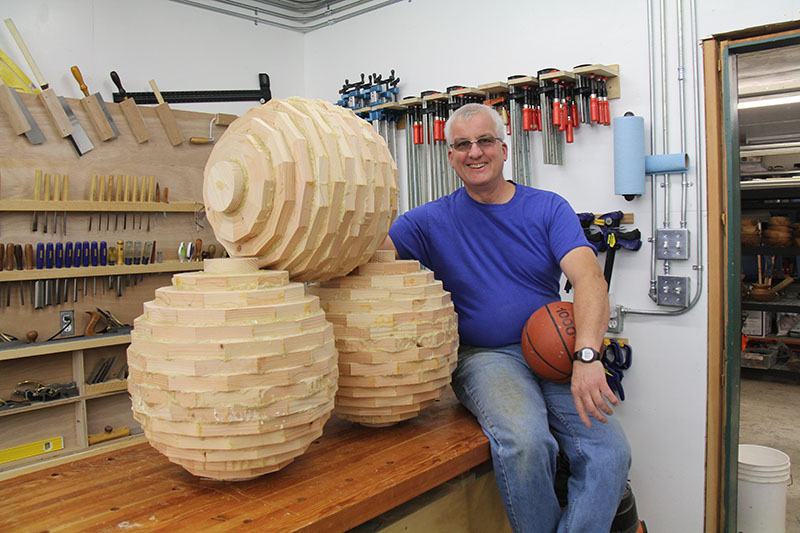 Robert Fletcher with glued up ..... spheres