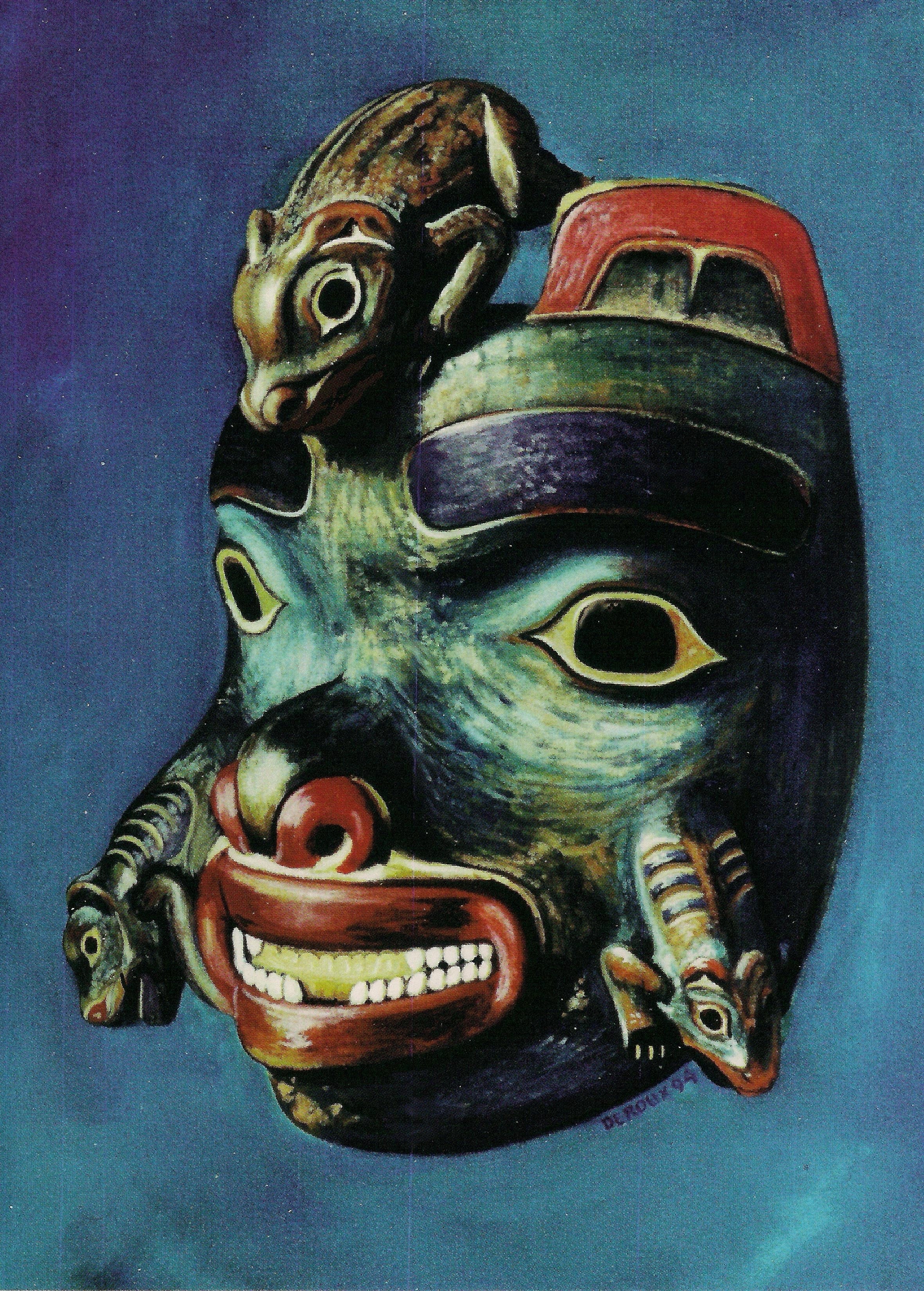  Bear Mask, Tlingit, with land otters 