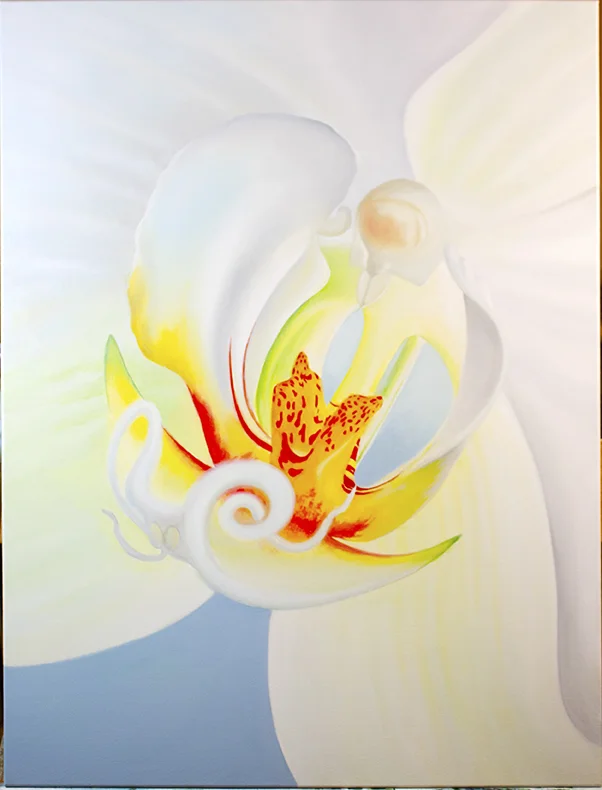 ORCHID INTERIOR 30”X40” OIL ON CANVAS $1,750