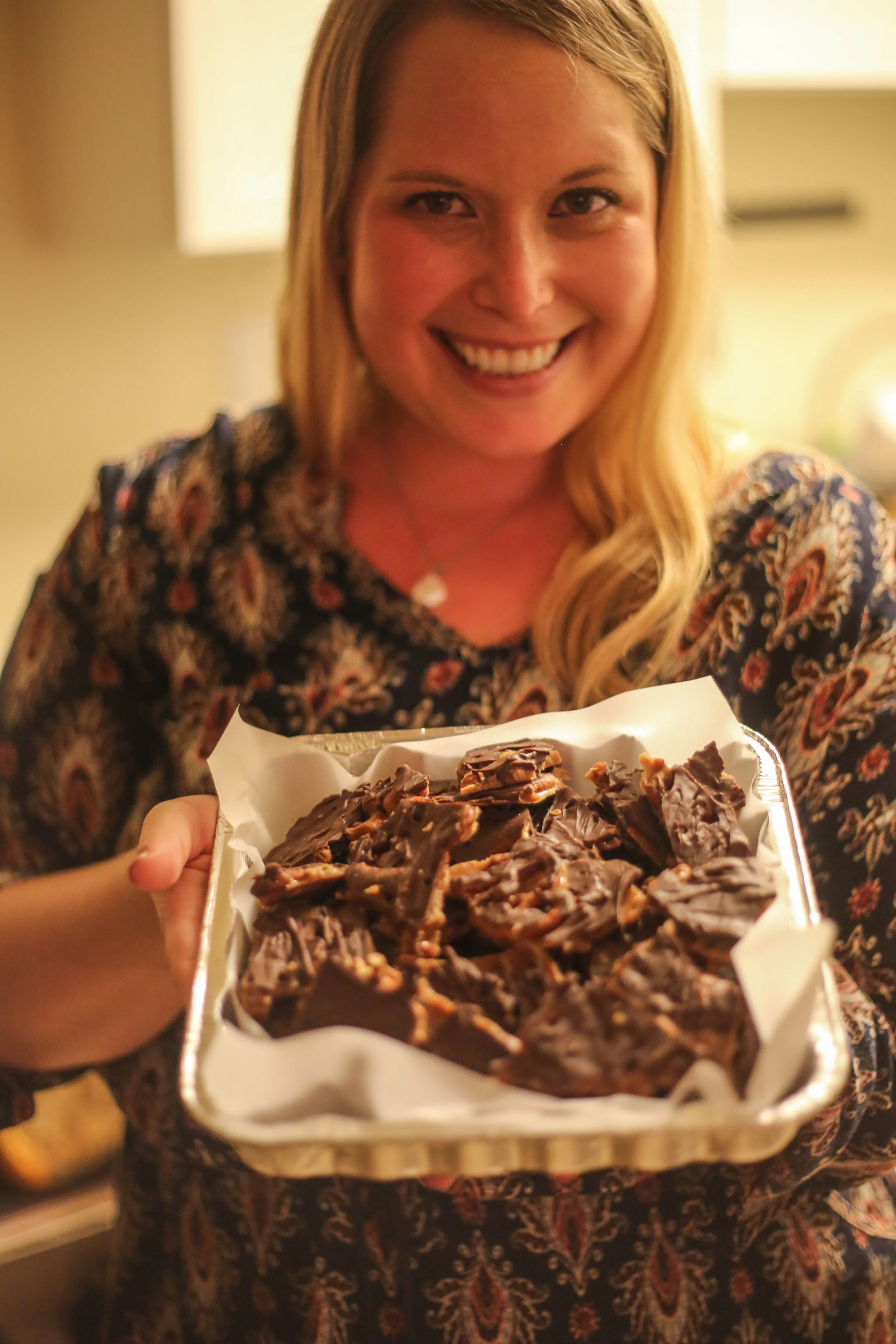 Our friend Gina made the most delicious chocolate pretzel toffee for dessert- we WILL be getting this recipe from her to share!