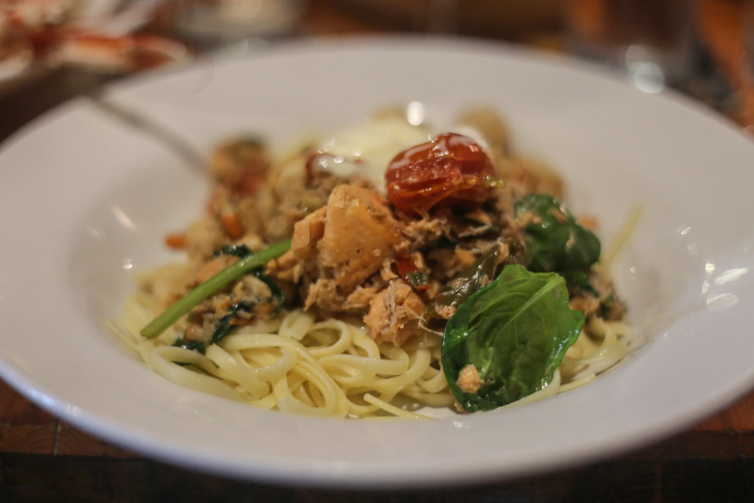 Seafood Linguini with Crab, Salmon, and Queenies