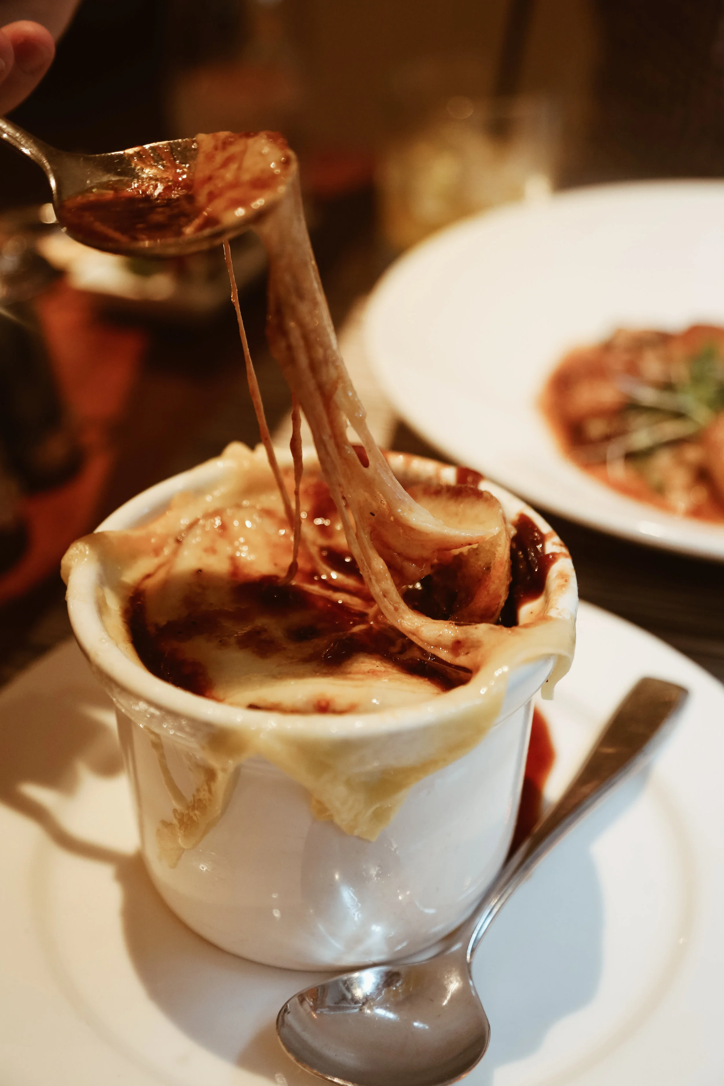 FRENCH ONION SOUP with Sourdough Crostini and Gryere Cheese