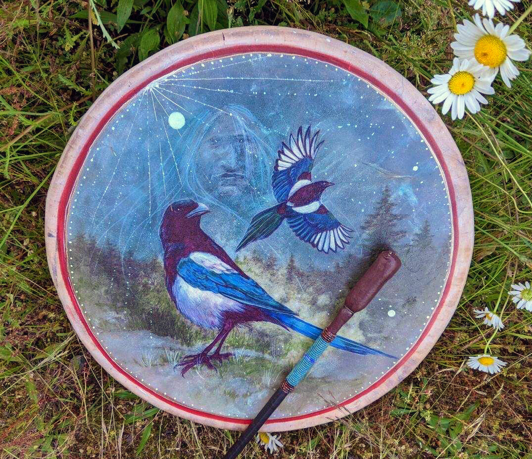 David Craig Shamanic Art - Birds in Flight Medicine Drum.JPG