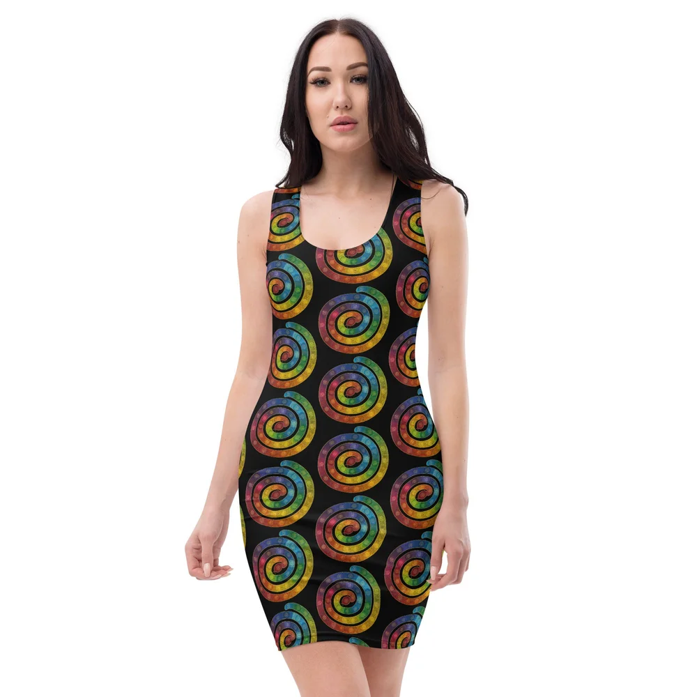 Spiral Rainbow Serpent Black Dress Shamanic Spirit Medicine Spiral Rainbow Serpent Black Dress Shamanic Spirit Medicine