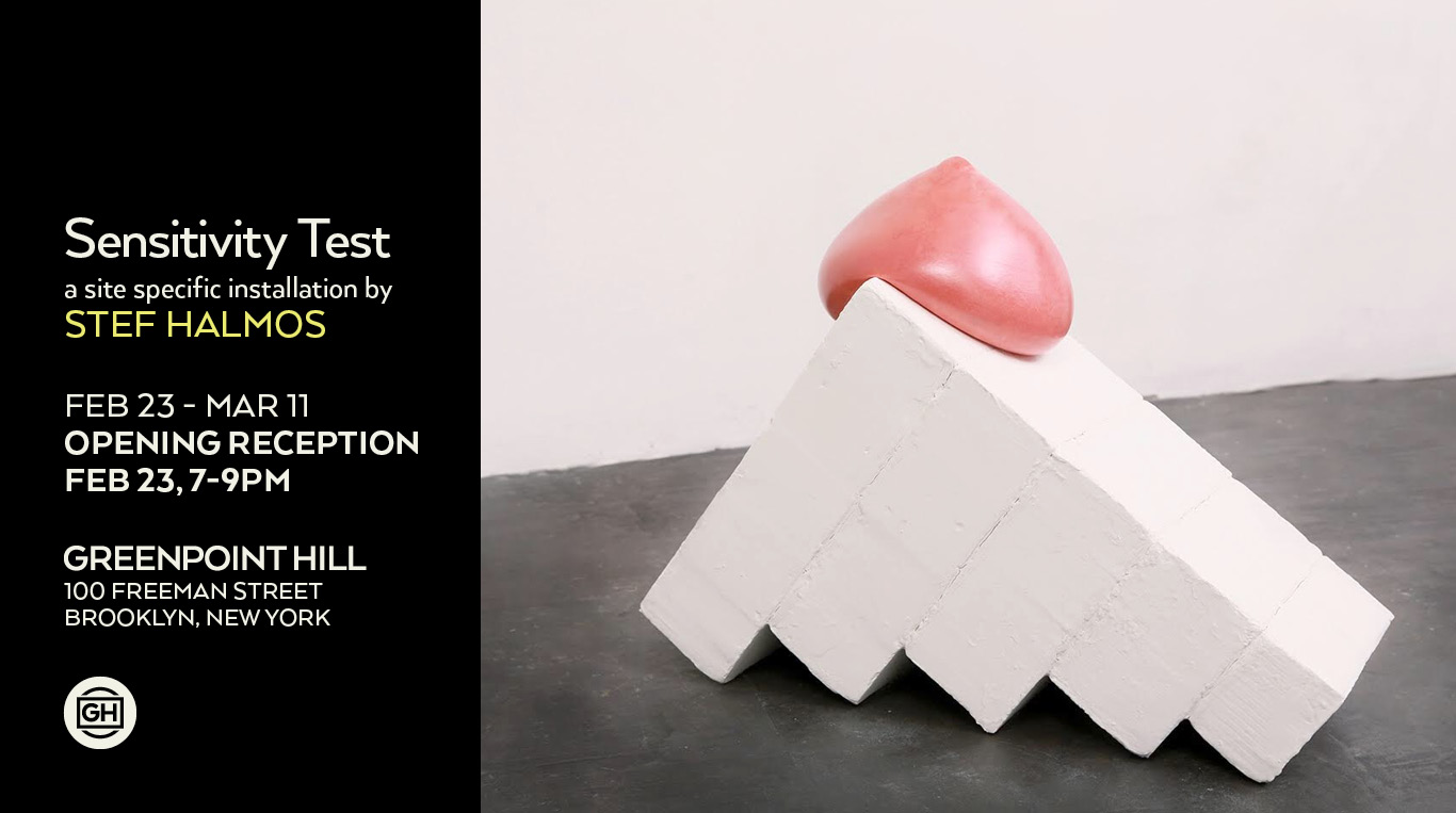 For her solo exhibition, Sensitivity Test, Stef Halmos. Halmos took over Greenpoint Hill’s entire storefront and gallery for this special site-specific installation.Halmos works to alter perceptions of the way women inhabit space, display grandiosit…