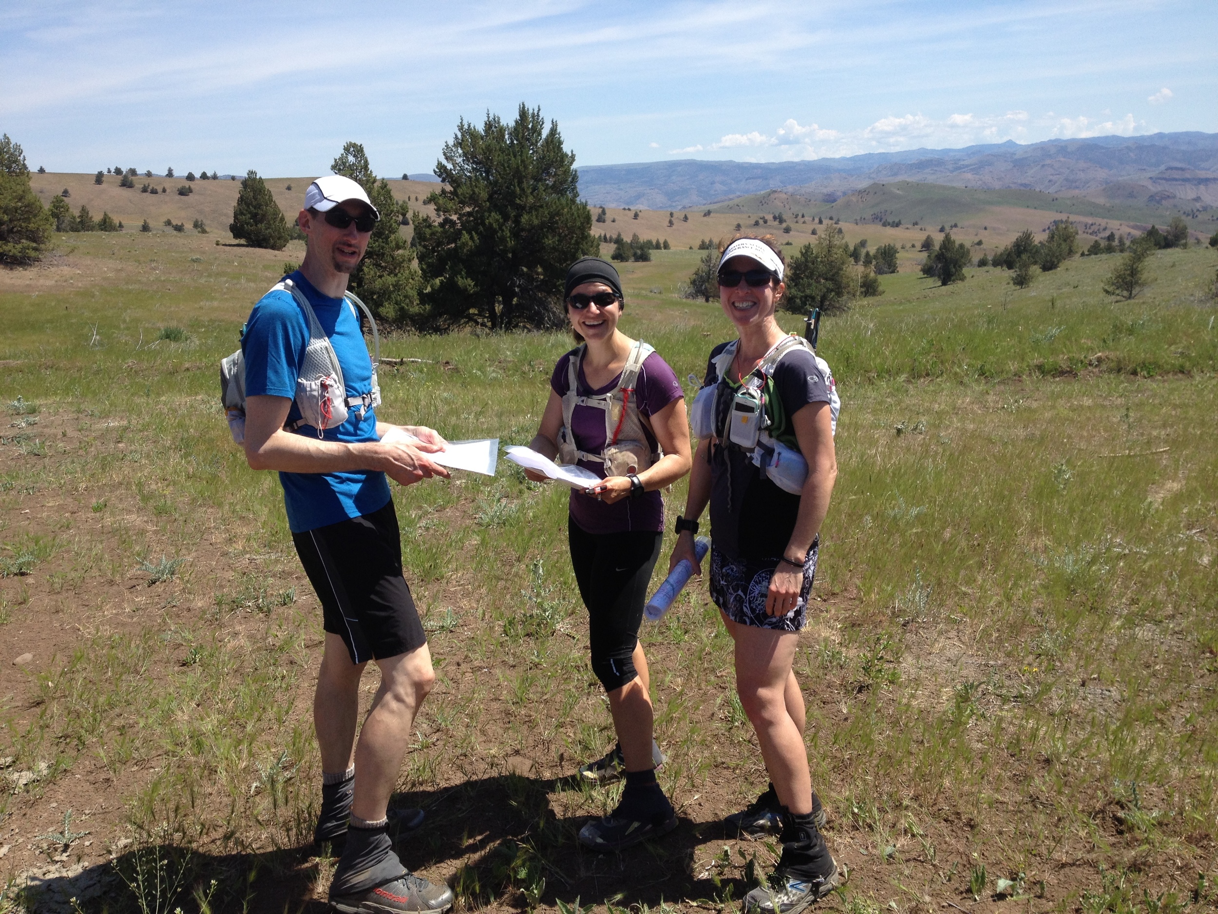 A trio of happy Rogainers, Big Muddy Rogaine, central Oregon. 