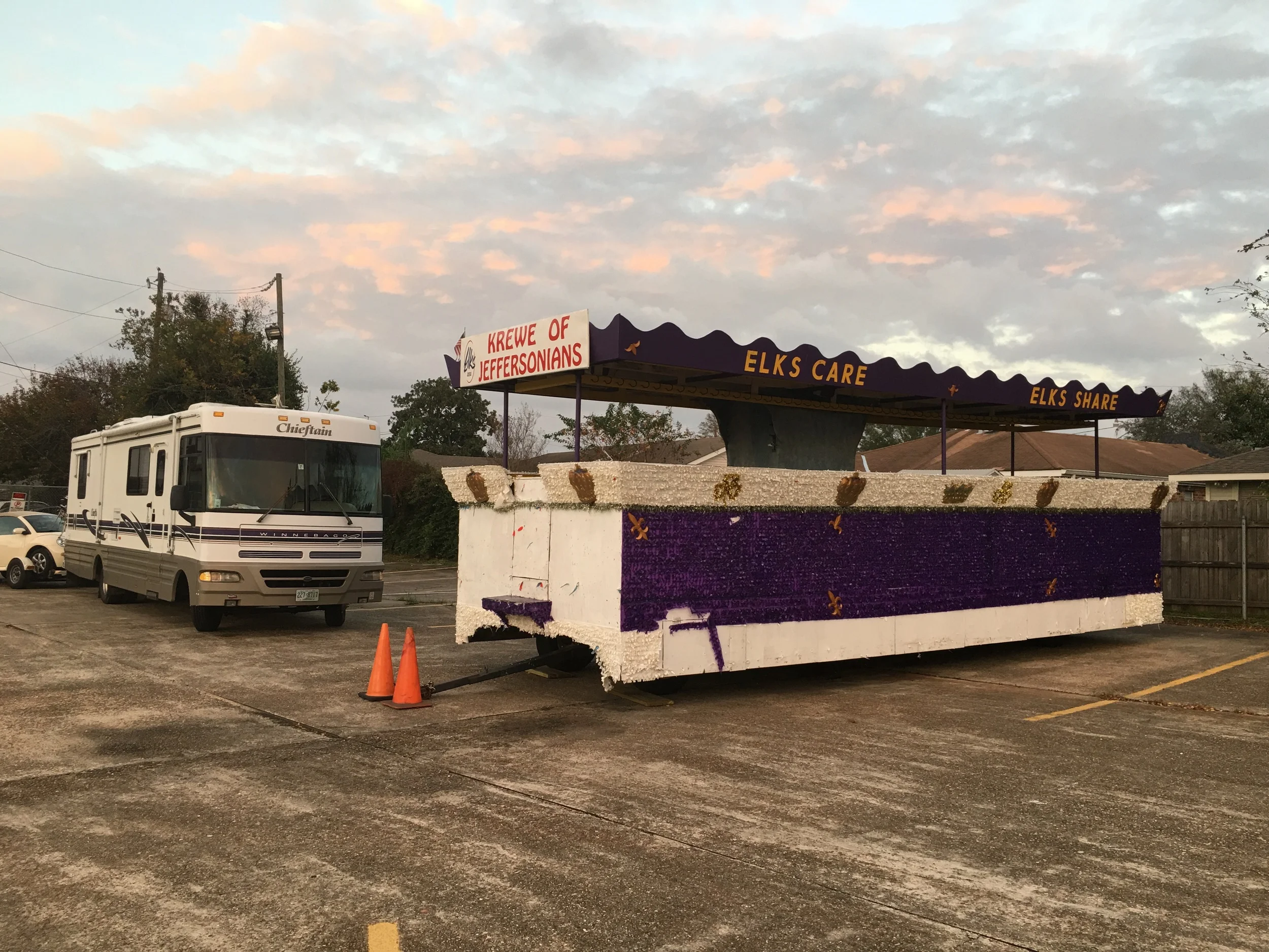 We are next to their Mardi Gras float!
