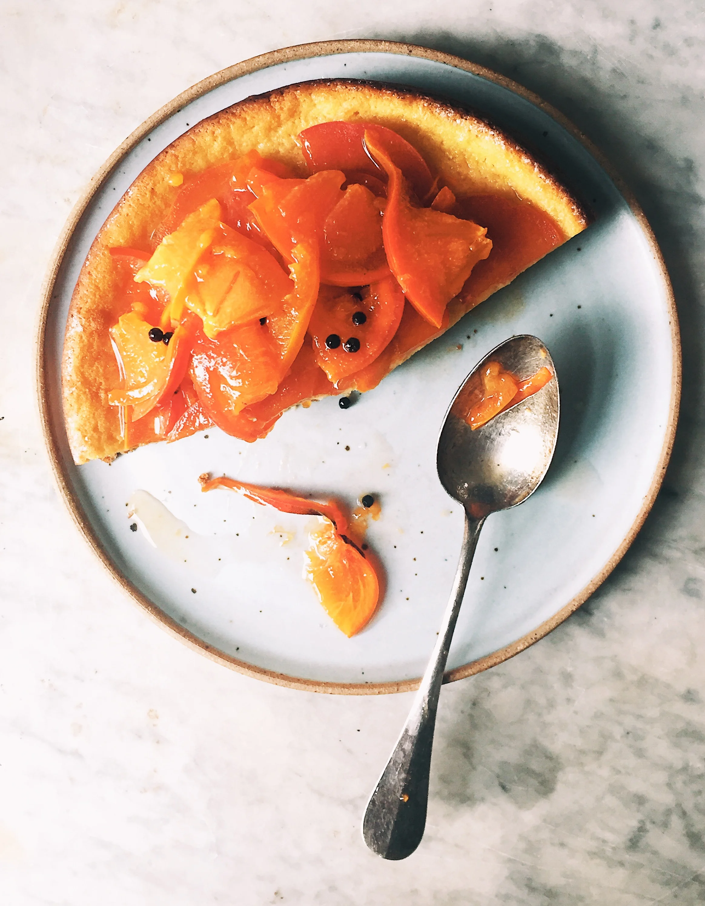 Black Pepper + Persimmon Ricotta Cake