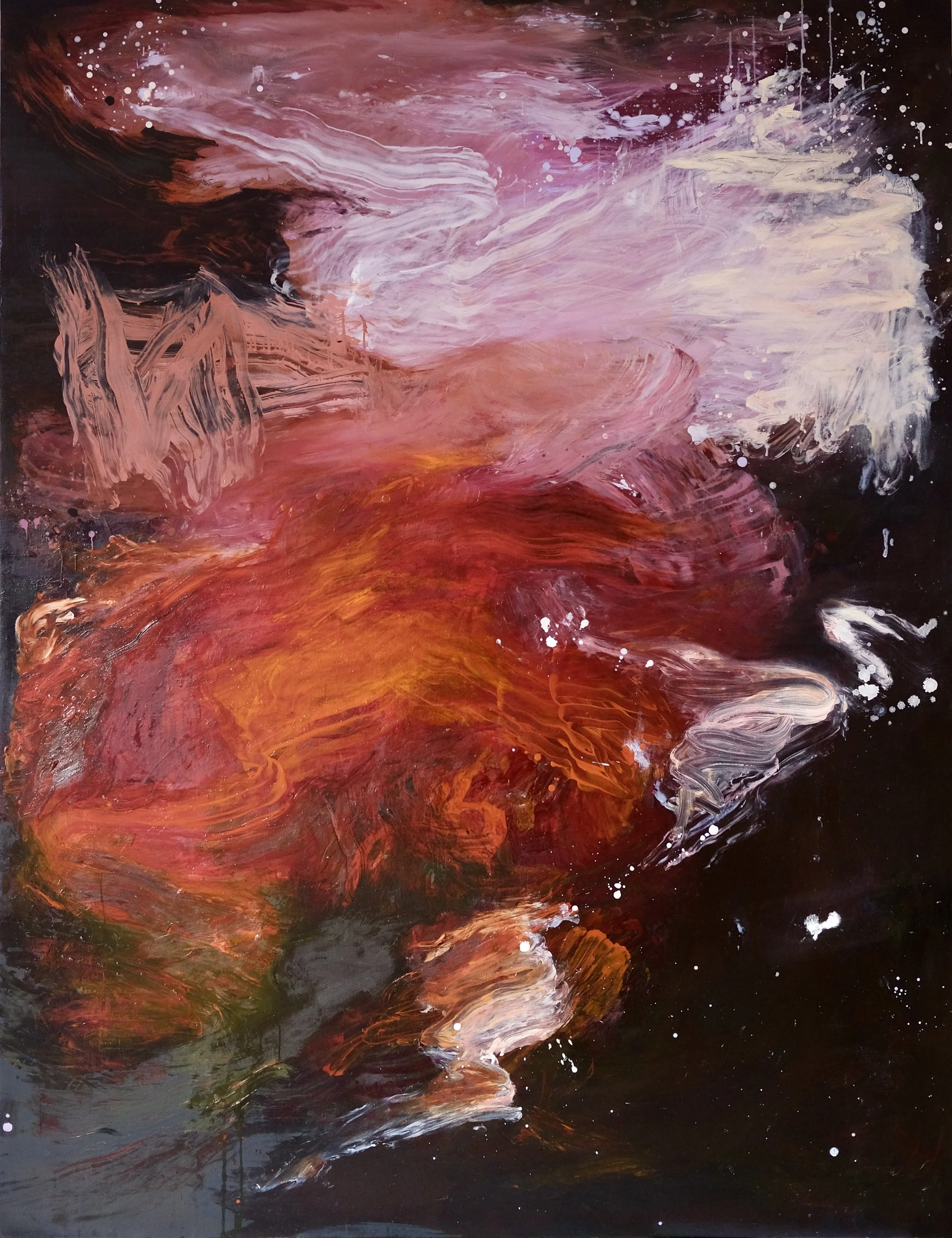 Abstract oil painting by Caroline Dantheny,Le Chant de la Terre VI, 2025, oil on canvas, 198 × 153 cm