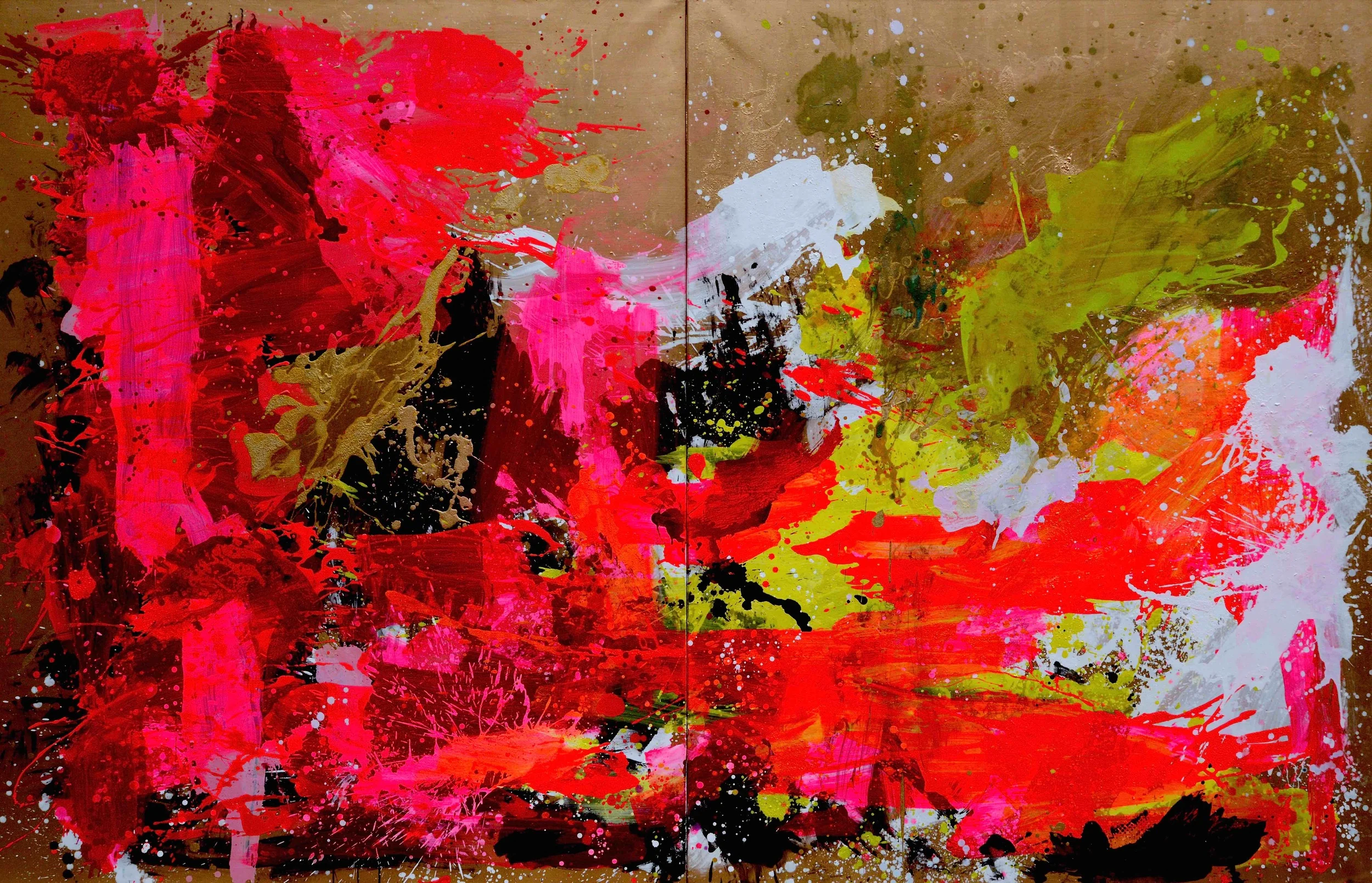   Sans Titre 9  - 2013 - 198x306 cm - Diptych (2 panels 198x153 cm) - Mixed media on canvas   