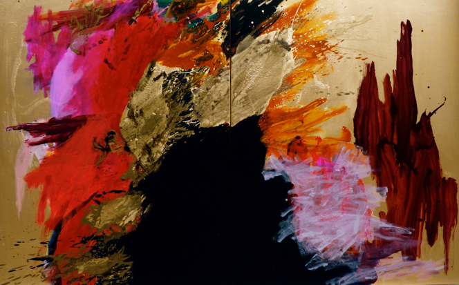   Dernier Royaume -  2012 - 162x260 cm - Diptych (3 panels 162x130 cm) - Mixed media on canvas - Private collection, Luanda, Angola     