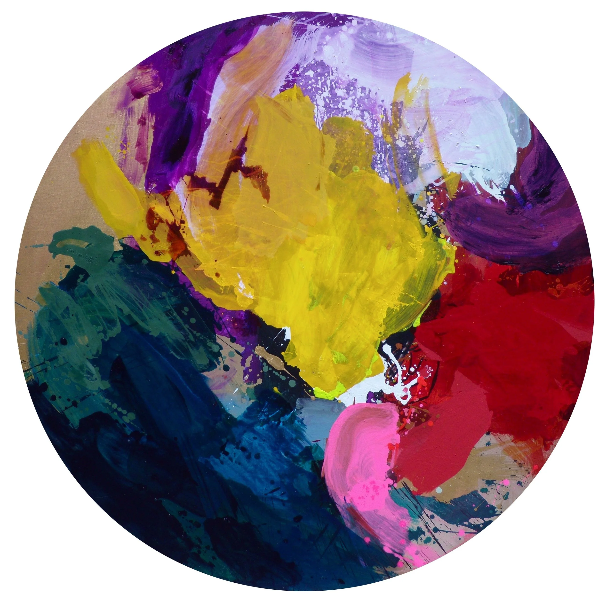 Bulle 2, Diam. 130 cm, Mixed medias on canvas.